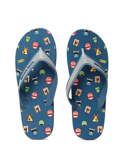 

Flying Machine Men Grey & Blue Printed Flip-Flops