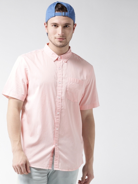 

FOREVER 21 Men Pink Solid Casual Shirt