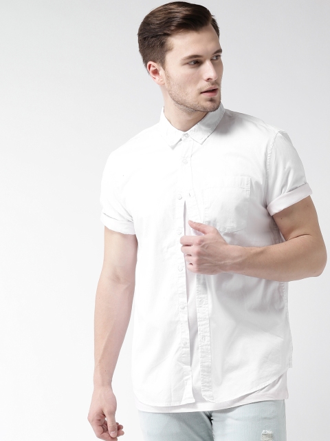 

FOREVER 21 Men White Solid Casual Shirt