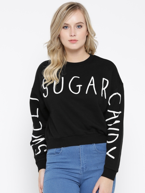

FOREVER 21 Women Black Printed Sweatshirt