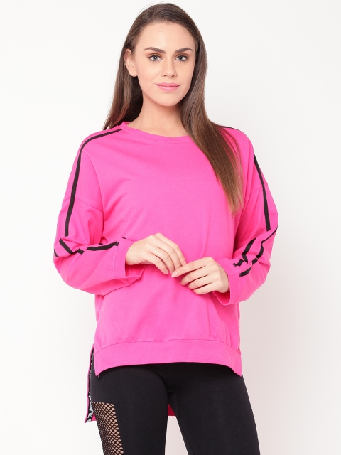 

FOREVER 21 Women Pink Solid Sweatshirt