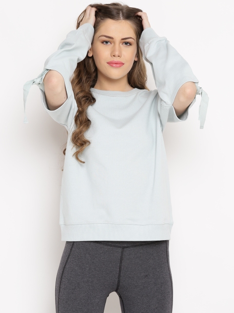 

FOREVER 21 Women Mint Green Solid Sweatshirt