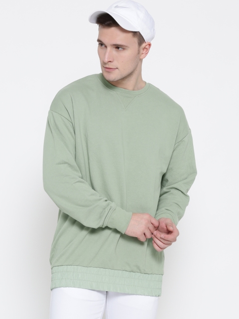 

FOREVER 21 Men Green Solid Sweatshirt