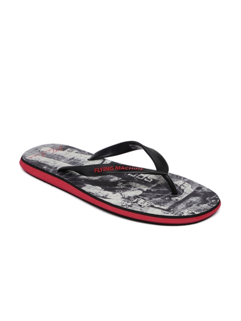 

Flying Machine Men Black Printed Pacey Flip-Flops