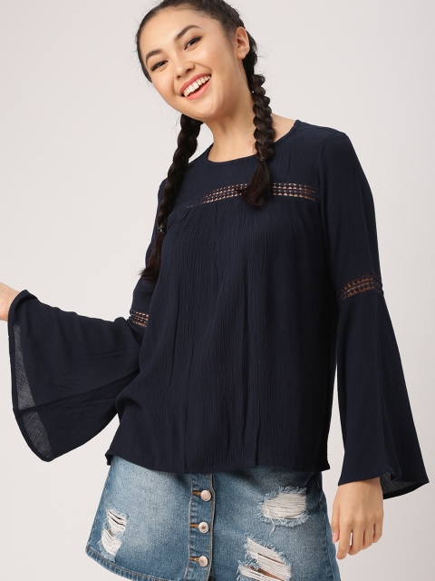 

DressBerry Women Navy Solid Top, Navy blue