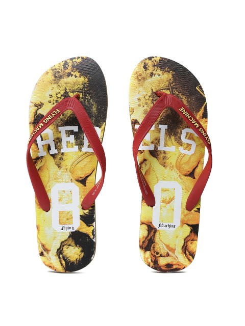 

Flying Machine Men Red & Yellow Printed Norris Flip-Flops
