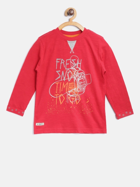 

Blue Giraffe Boys Red Printed Round Neck T-shirt