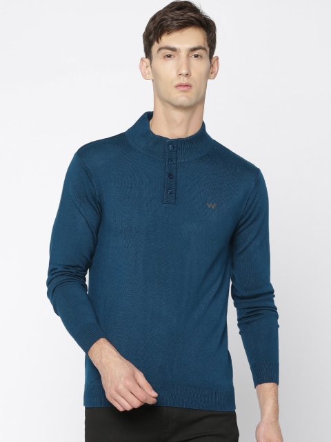

Wildcraft Men Blue Solid Henley Sweater