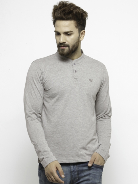 

Wildcraft Men Grey Melange Solid Henley Sweatshirt