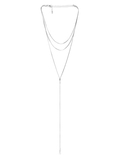 

FOREVER 21 Silver-Toned Layered Lariat Necklace