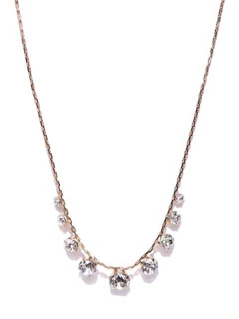 

FOREVER 21 Gold-Toned & White Stoned-Studded Necklace