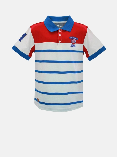 

Blue Giraffe Boys Off-White & Blue Striped Polo Collar T-shirt