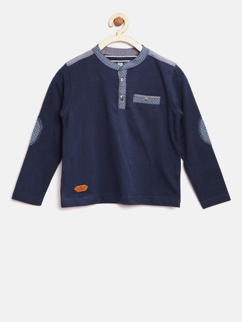 

Blue Giraffe Boys Navy Blue Solid Henley Neck T-shirt