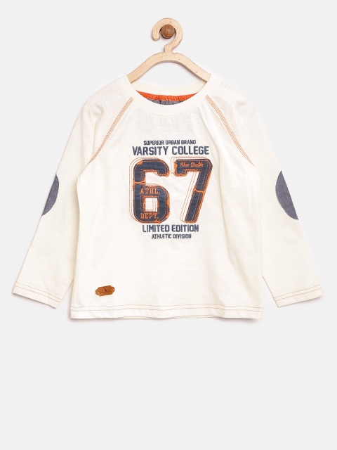

Blue Giraffe Boys Off-White Embroidered Round Neck T-shirt