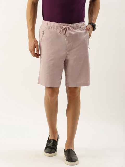 

FOREVER 21 Men Pink Solid Regular Fit Chino Shorts