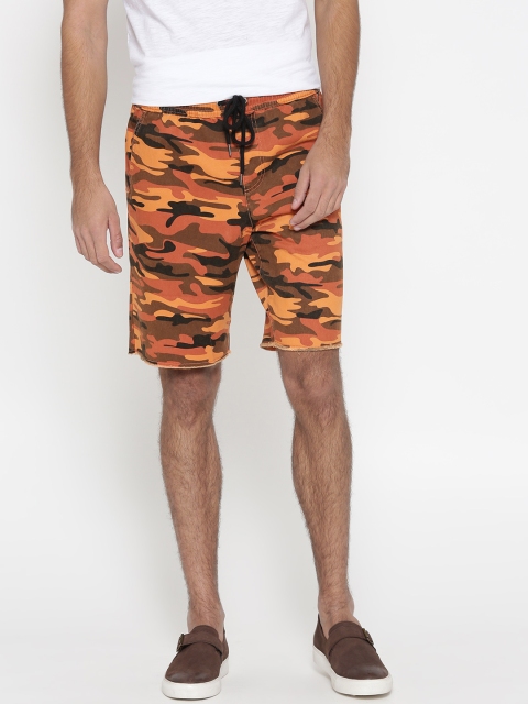 

FOREVER 21 Men Orange & Brown Printed Shorts