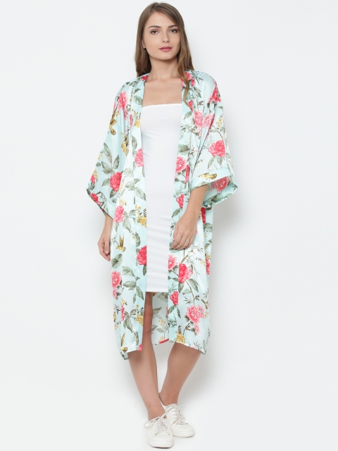 

FOREVER 21 Mint Green Floral Print Shrug