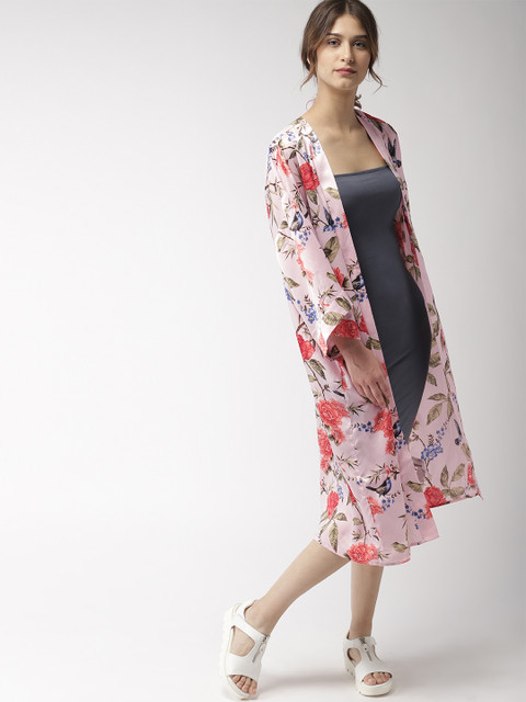 

FOREVER 21 Pink & Red Printed Open Front Shrug