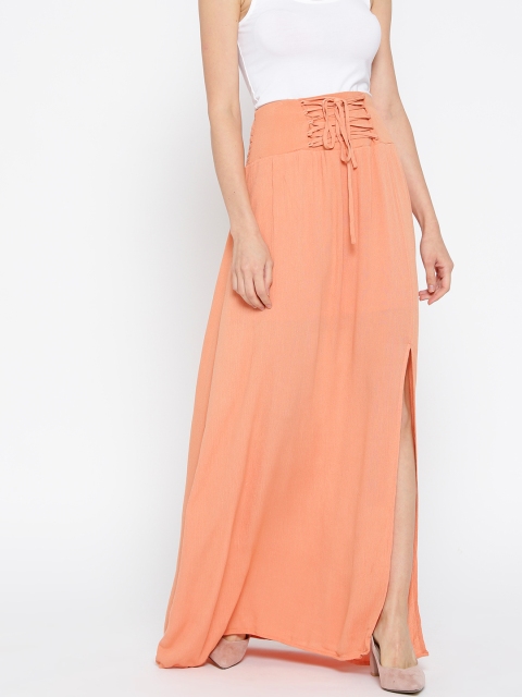 

FOREVER 21 Peach-Coloured A-Line Maxi Skirt