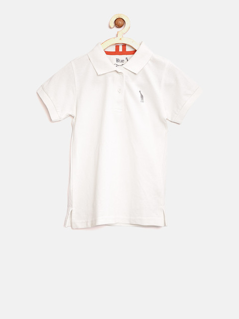

Blue Giraffe Boys White Solid Polo Collar T-shirt
