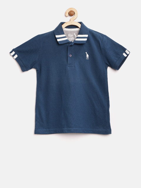 

Blue Giraffe Boys Navy Solid Polo Collar T-shirt, Navy blue
