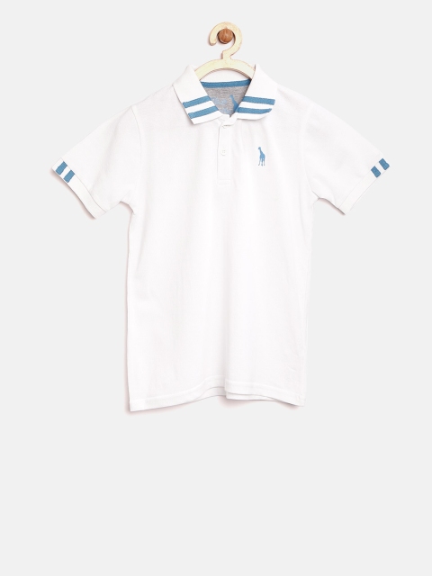 

Blue Giraffe Boys White Solid Polo Collar T-shirt