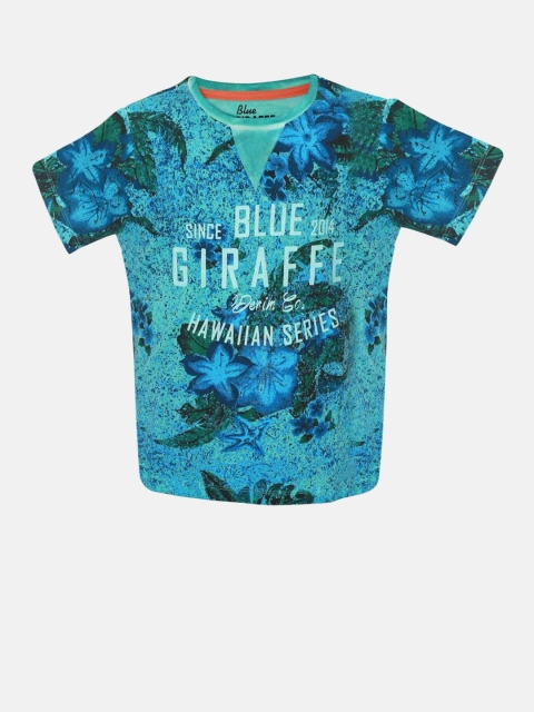 

Blue Giraffe Boys Blue Printed Round Neck T-shirt