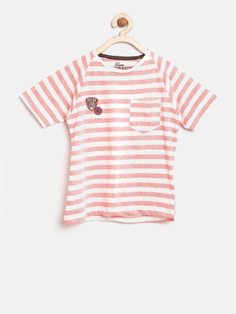 

Blue Giraffe Boys Rust Red Striped Round Neck T-shirt