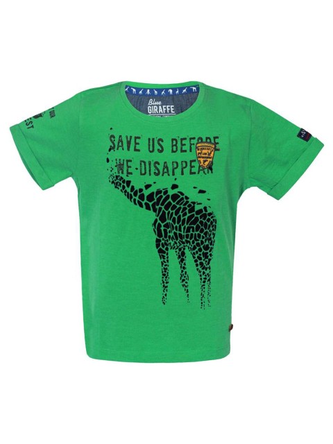 

Blue Giraffe Boys Green Printed Round Neck T-shirt