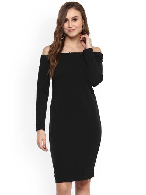 

Harpa Women Black Solid Bardot Sheath Dress