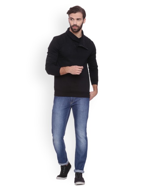 

Campus Sutra Men Black Solid Sweatshirt