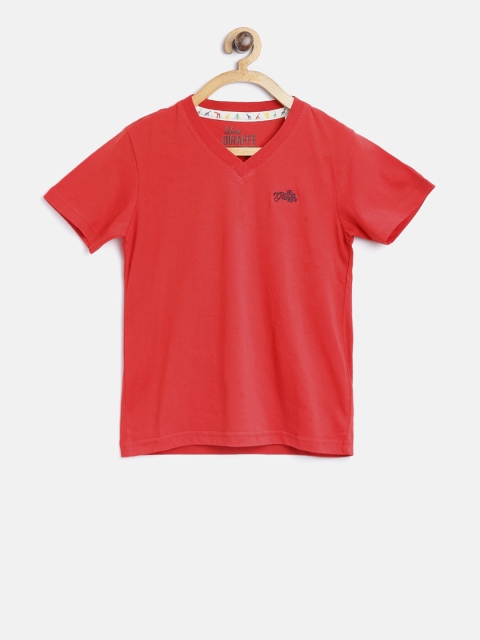 

Blue Giraffe Boys Red Solid V-Neck T-shirt