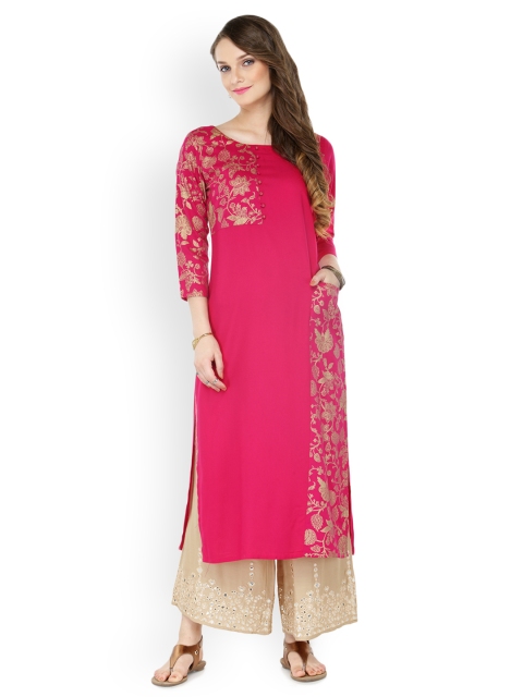 

Varanga Women Pink & Beige Printed Kurta with Palazzos