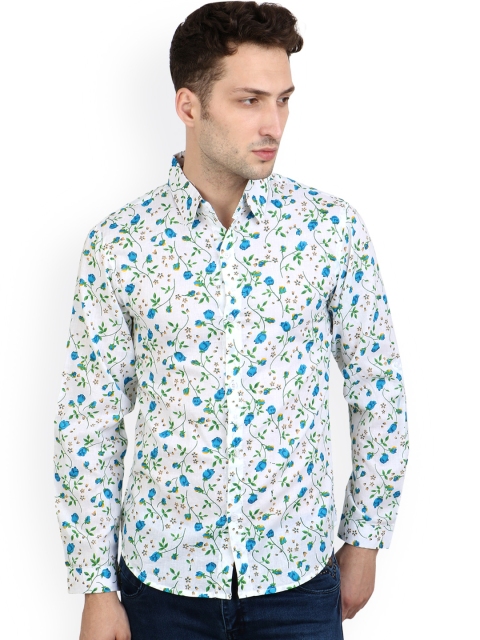 

Cation Men White Slim Fit Floral Print Casual Shirt