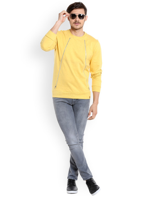

Campus Sutra Men Yellow Solid Sweatshirt