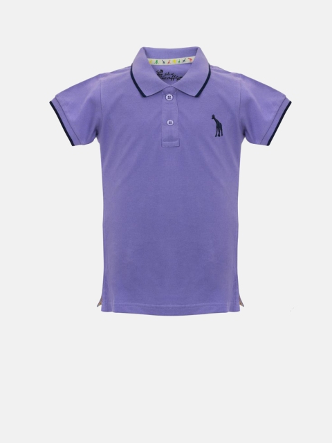 

Blue Giraffe Girls Lavender Solid Polo Collar T-shirt
