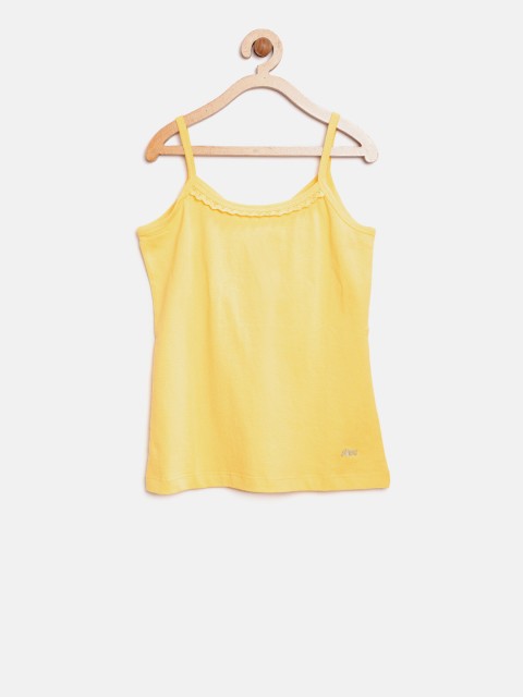 

Blue Giraffe Girls Yellow Solid Pure Cotton Top