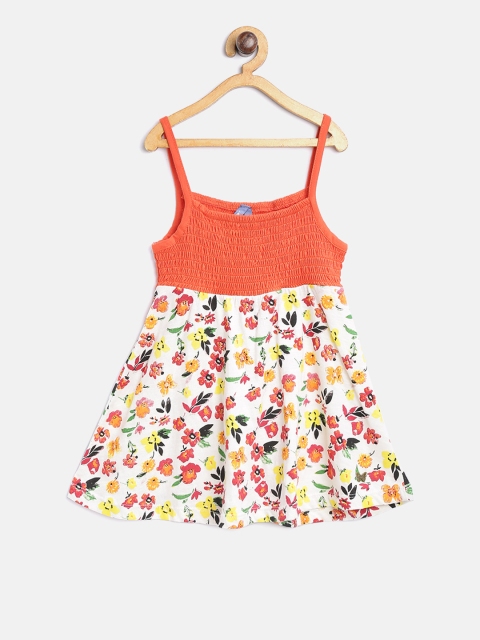 

Blue Giraffe Girls Orange & Cream-Coloured Printed A-Line Pure Cotton Top