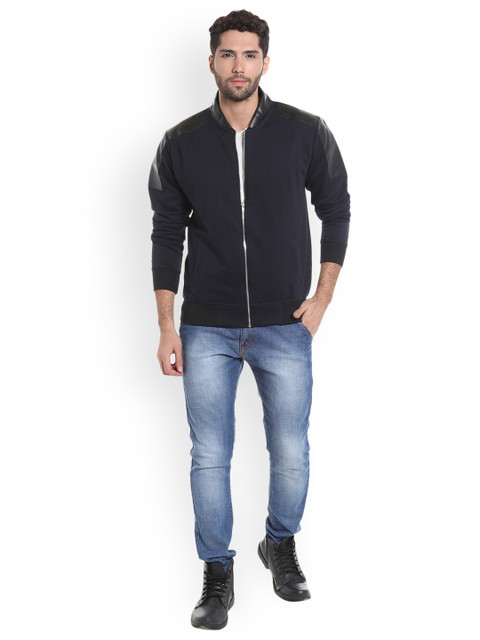 

Campus Sutra Men Navy Solid Bomber Jacket, Navy blue
