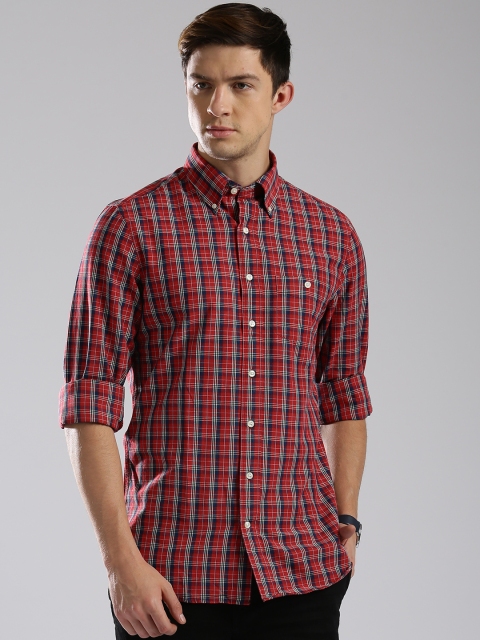 

GANT Men Red & Blue Slim Fit Checked Casual Shirt