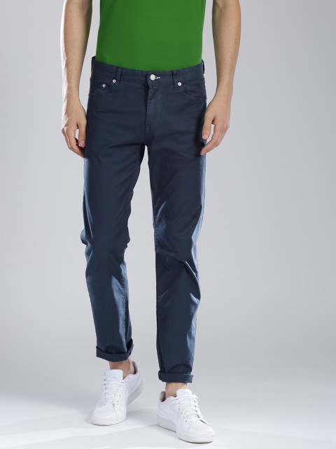 

GANT Men Navy Slim Straight Fit Solid Chinos, Navy blue