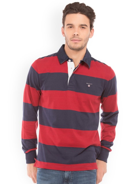 

GANT Men Red Striped Polo Collar T-shirt