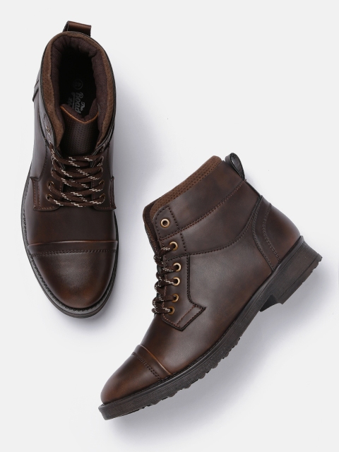 

Roadster Men Brown Solid Synthetic Flat Boots