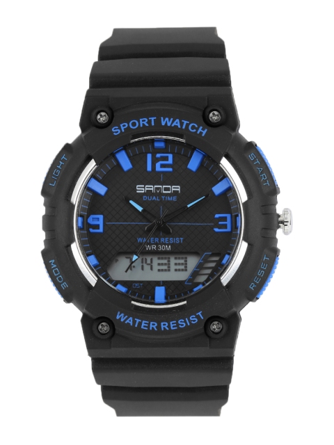 

SANDA Men Black Analogue and Digital Watch S734BKBLU