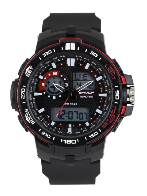 

SANDA Men Black Analogue and Digital Watch S737BKRD