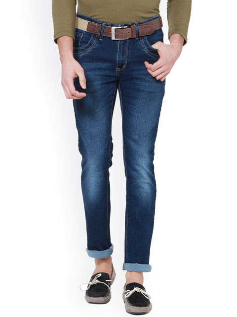 

People Men Blue Slim Fit Mid-Rise Clean Look Stretchable Jeans