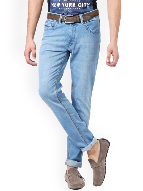 

People Men Blue Slim Fit Mid-Rise Clean Look Stretchable Jeans