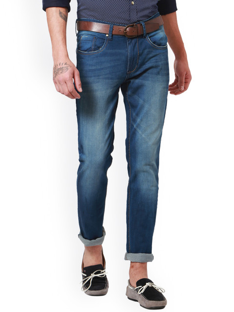 

People Men Blue Slim Fit Mid-Rise Clean Look Stretchable Jeans
