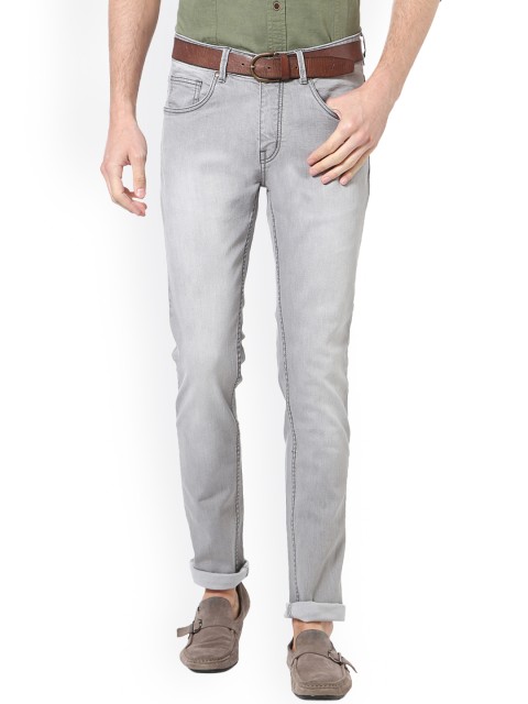 

People Men Grey Slim Fit Mid-Rise Clean Look Stretchable Jeans
