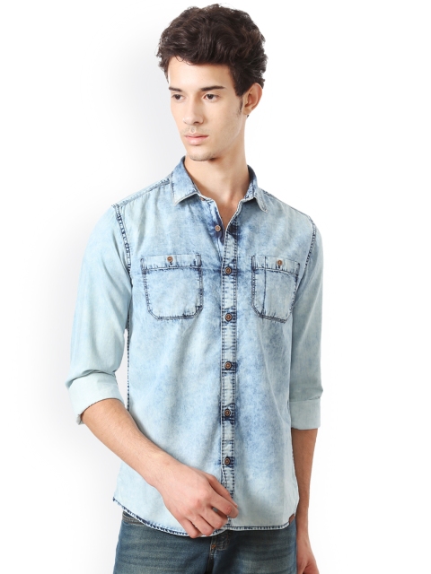 

Blue Slim Fit Solid Casual Shirt